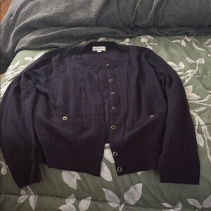 Free Assembly Navy Button-Up Cardigan